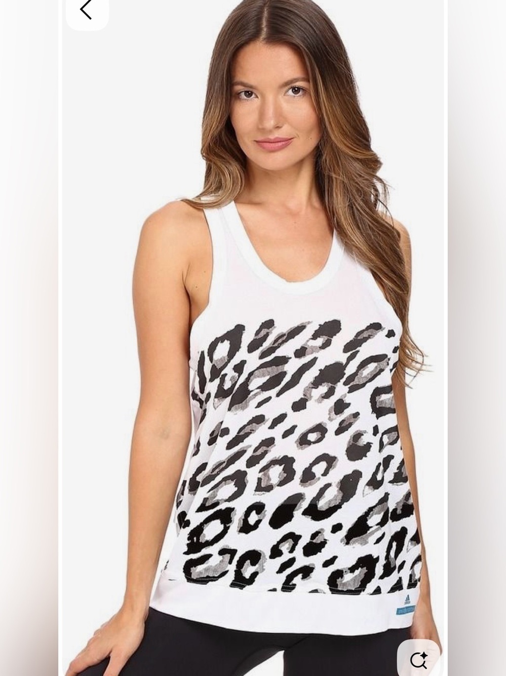 Adidas X Stella L McCartney white-black animal print high low mesh hem tank boho